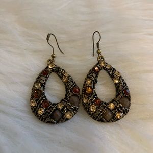 Teardrop Silver Dangle Earrings Gold Bronze